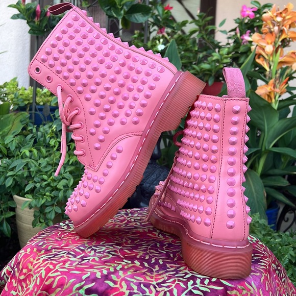 Dr. Martens Limited Edition Mono Pink Studded Spike Boots - Picture 3 of 16